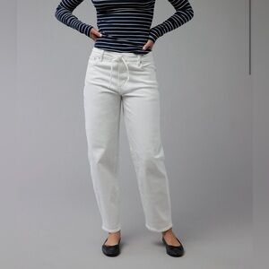 American Eagle White Barrel Jeans